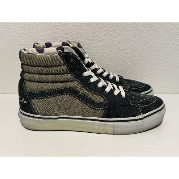 2006 VANS SK8-Hi LX LOOMSTATE SKATE SHOES SZ 8.5 BLUE DENIM POLKA DOTS SNEAKERS - Picture 5 of 14